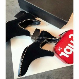 Alexander Wang New Leather High Heel Black Short Boots For Women 