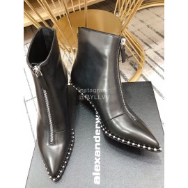 Alexander Wang New Leather Pointed Thin Heel Martin Boots For Women