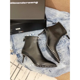 Alexander Wang New Leather Pointed Thin Heel Martin Boots For Women