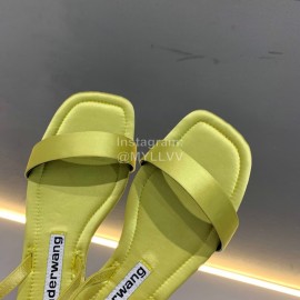 Alexander Wang Summer Soft Silk Flat Heel Sandals For Women Green