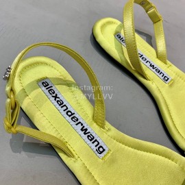 Alexander Wang Summer Soft Silk Flat Heel Sandals For Women Green