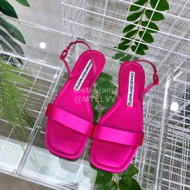 Alexander Wang Summer Soft Silk Flat Heel Sandals For Women Rose Red
