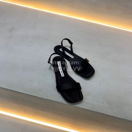 Alexander Wang Summer Soft Silk Flat Heel Sandals For Women Black