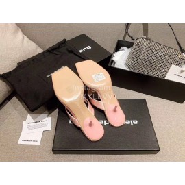 Alexander Wang Spring Summer New Square Head High Heel Slippers For Women Pink