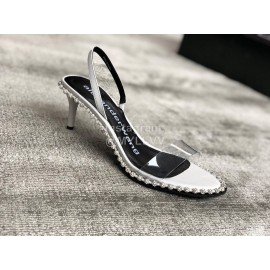 Alexander Wang Summer New Calfskin Pointed High Heeled Sandals For Women White
