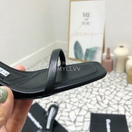 Alexander Wang Summer Simple Sheepskin High Heel Sandals For Women Black