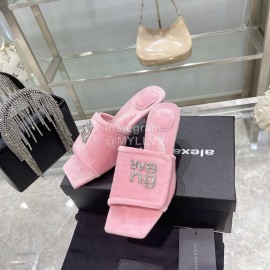 Alexander Wang Mink Velvet High Heeled Slippers For Women Pink