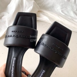 Alexander Wang Leather Thick High Heeled Slippers For Women Black