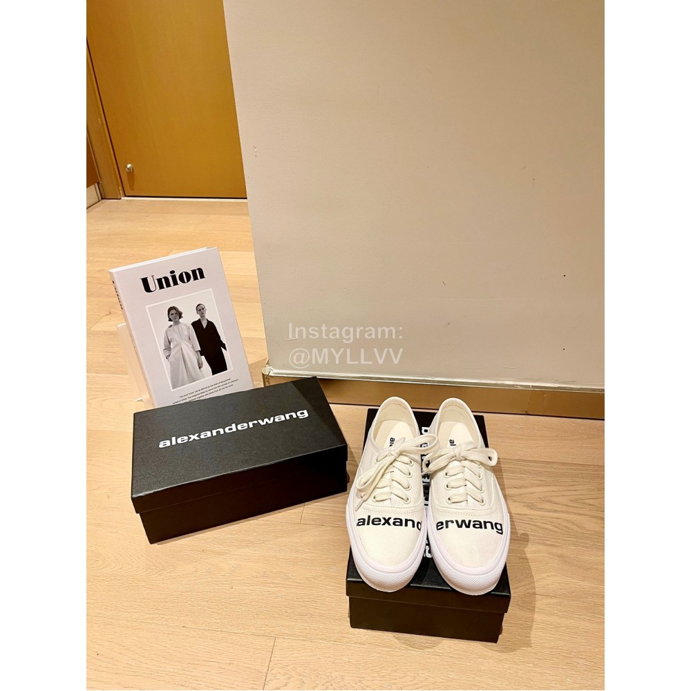 Alexander Wang Fashion Lace Up Canvas Shoes For Women White