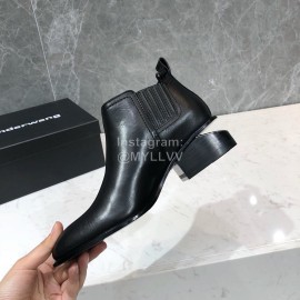 Alexander Wang Cowhide Thick High Heeled Short Boots For Women Silver