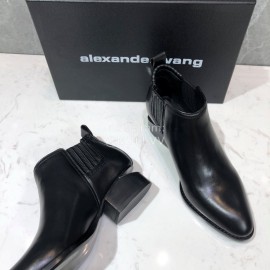Alexander Wang Cowhide Thick High Heeled Short Boots For Women 