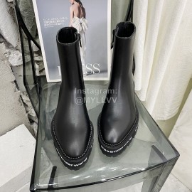 Alexander Wang Autumn Cowhide Short Boots For Women Black