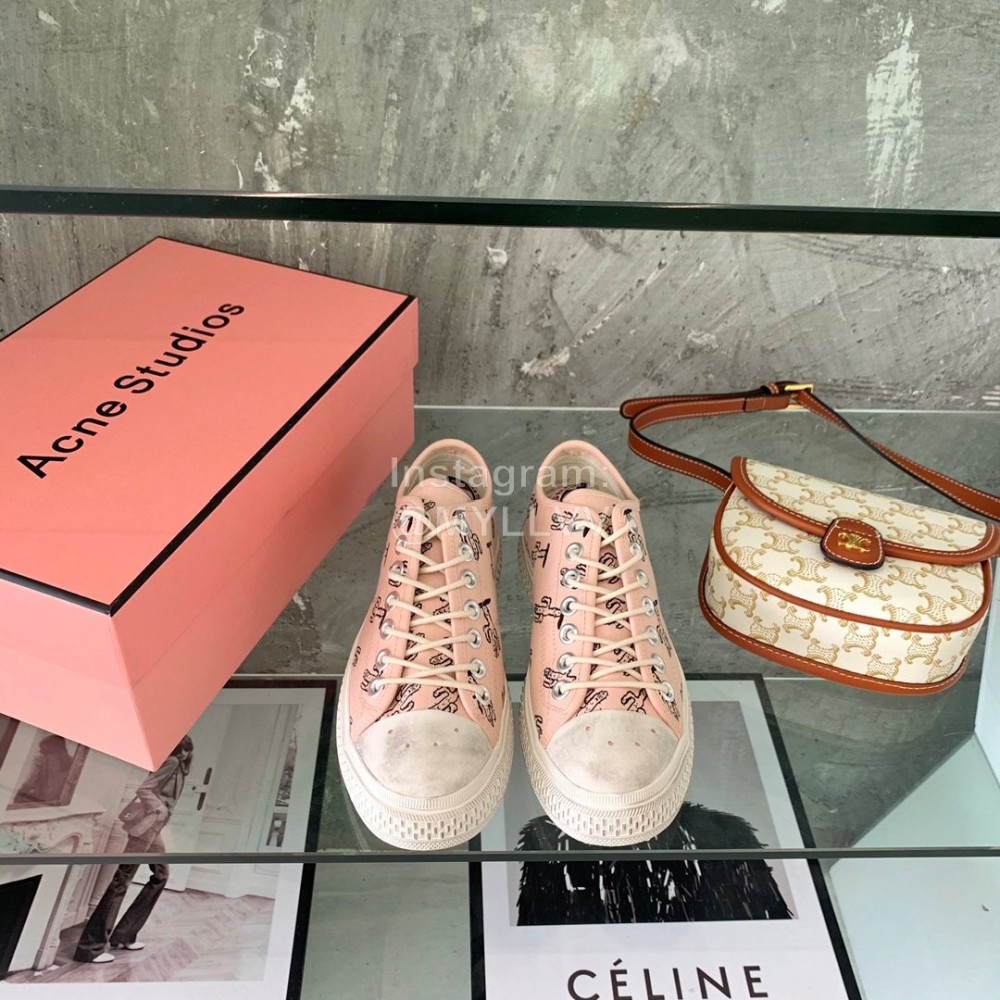 Acne Studios Fashion Lace Up Casual Canvas Shoes Pink For Women 