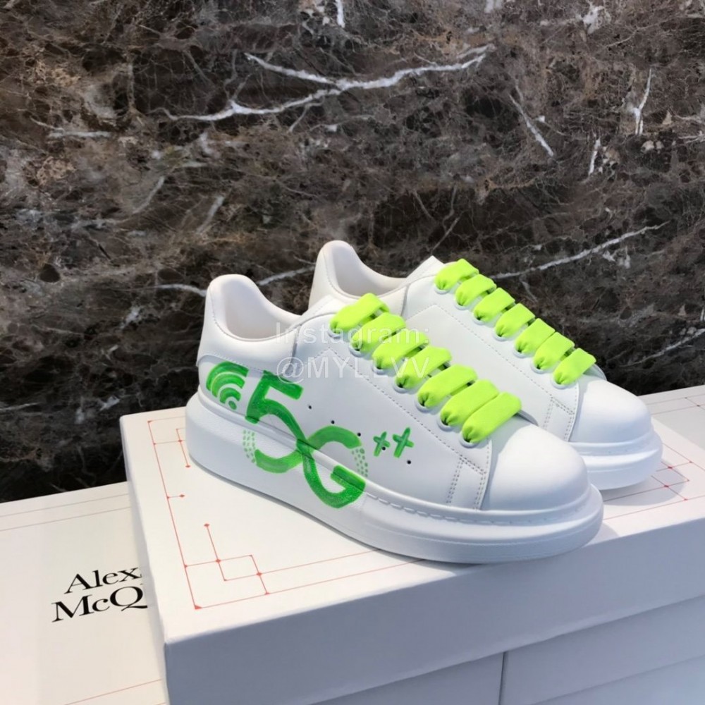 Alexander Mcqueen 5g Printed Silk Calf Leather Thick Soled Casual Shoes For Men And Women Green