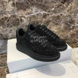 Alexander Mcqueen Black Calf Leather Thick Soled Casual Shoes For Men And Women