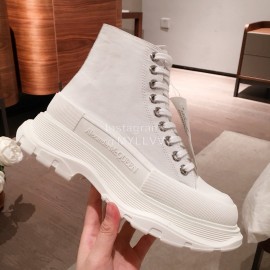 Alexander Mcqueen Fashion Sheepskin Thick Sole Sneakers For Men And Women White