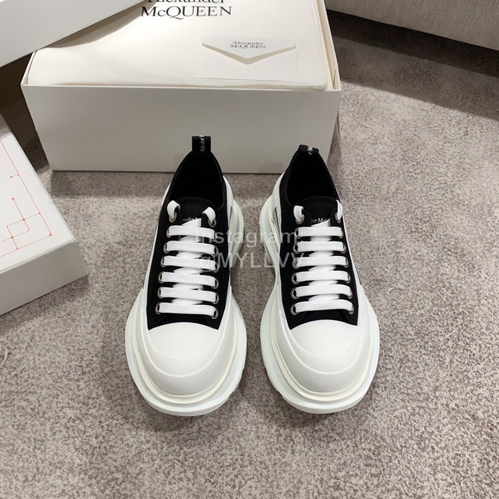 Alexander Mcqueen Autumn Winter New Thick Sole Canvas Shoes For Women Black