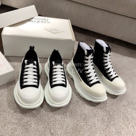 Alexander Mcqueen Autumn Winter New Thick Sole Canvas Shoes For Women Black