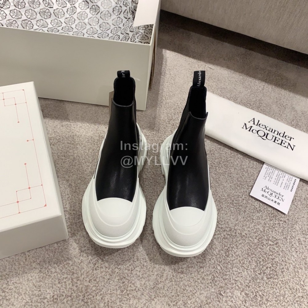 Alexander Mcqueen Autumn Winter New Thick Sole High Top Canvas Shoes For Women Black