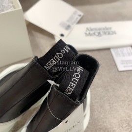 Alexander Mcqueen Autumn Winter New Thick Sole High Top Canvas Shoes For Women Black