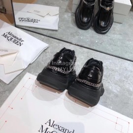 Alexander Mcqueen Fashion Black Calf Leather Chain Shoes For Women