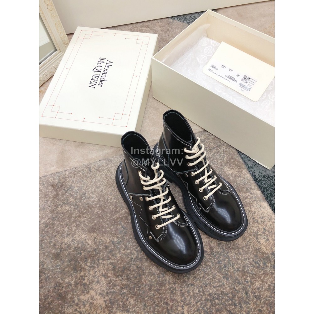 Alexander Mcqueen Fashion New Calf Lace Up Boots For Women Black