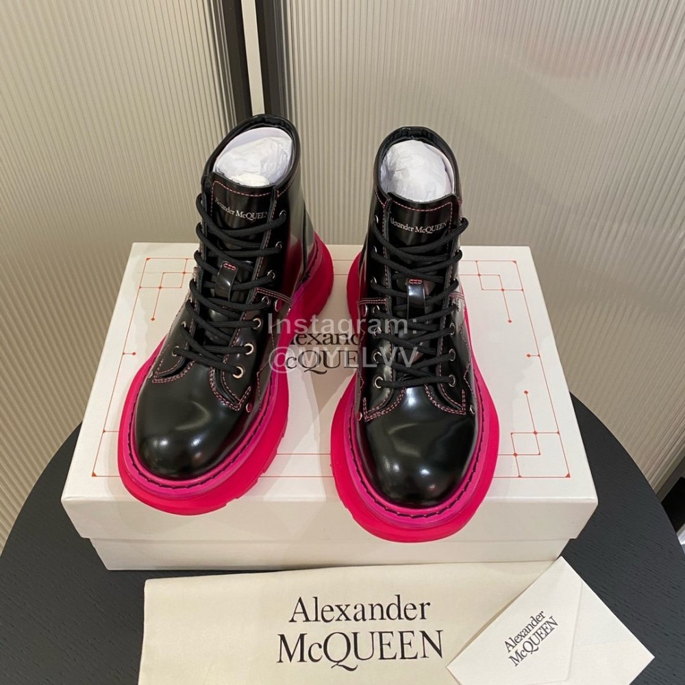 Alexander Mcqueen Autumn Winter New Thick Soled Short Boots For Women Rose Red