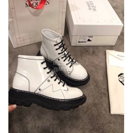 Alexander Mcqueen Autumn Winter Fashion Thick Soled Short Boots For Women White