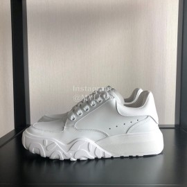 Alexander Mcqueen Calf Leather Thick Sole Sneakers For Women White