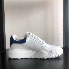 Alexander Mcqueen Calf Leather Thick Sole Sneakers For Women Blue