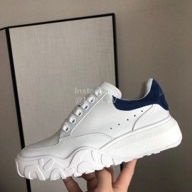 Alexander Mcqueen Calf Leather Thick Sole Sneakers For Women Blue