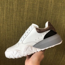 Alexander Mcqueen Calf Leather Thick Sole Sneakers For Women Coffee
