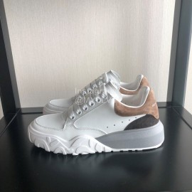 Alexander Mcqueen Calf Leather Thick Sole Sneakers For Women Coffee