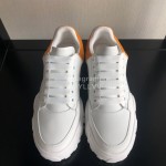 Alexander Mcqueen Calf Leather Thick Sole Sneakers For Women Orange