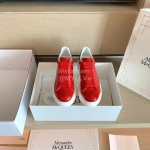 Alexander Mcqueen Fashion Smooth Leather Casual Shoes For Men And Women Red