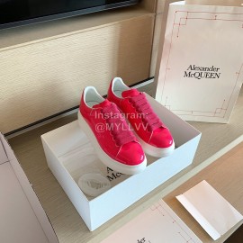 Alexander Mcqueen Fashion Smooth Leather Casual Shoes For Men And Women Rose Red