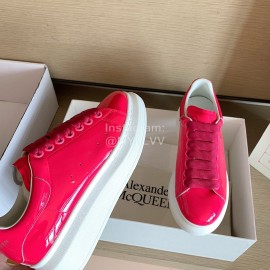 Alexander Mcqueen Fashion Smooth Leather Casual Shoes For Men And Women Rose Red