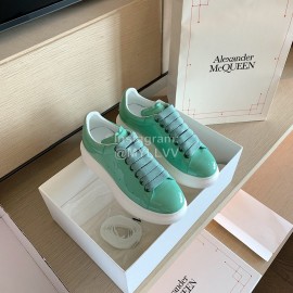 Alexander Mcqueen Fashion Green Smooth Leather Casual Shoes For Men And Women 