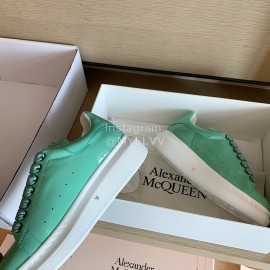 Alexander Mcqueen Fashion Green Smooth Leather Casual Shoes For Men And Women 