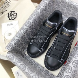 Alexander Mcqueen Fashion Leather Thick Soles Shoes For Men And Women Black