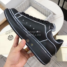 Alexander Mcqueen Fashion Leather Thick Soles Shoes For Men And Women Black