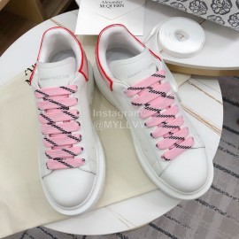 Alexander Mcqueen Fashion Leather Thick Soles Shoes For Men And Women Pink