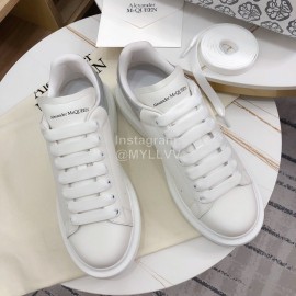 Alexander Mcqueen Fashion Leather Thick Soles Shoes For Men And Women Silver