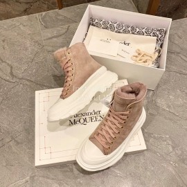 Alexander Mcqueen Autumn Winter New Wool High Top Casual Shoes For Women Coffee