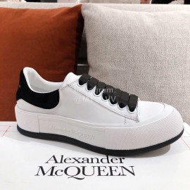Alexander Mcqueen Calf Leather Thick Sole Casual Shoes For Women Black
