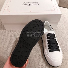 Alexander Mcqueen Calf Leather Thick Sole Casual Shoes For Women Black