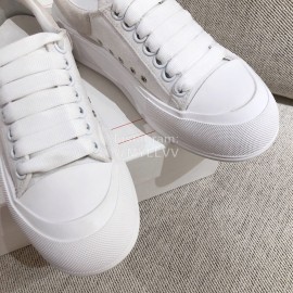 Alexander Mcqueen Calf Leather Thick Sole Casual Shoes For Women White