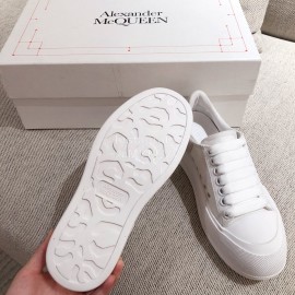 Alexander Mcqueen Calf Leather Thick Sole Casual Shoes For Women White