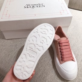 Alexander Mcqueen Calf Leather Thick Sole Casual Canvas Shoes For Women Pink