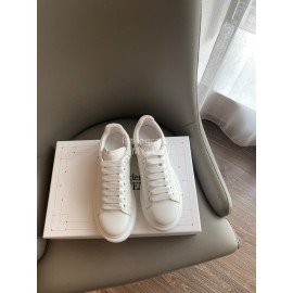 Alexandermcqueen Cowhide Lace Up Sneakers For Men And Women White